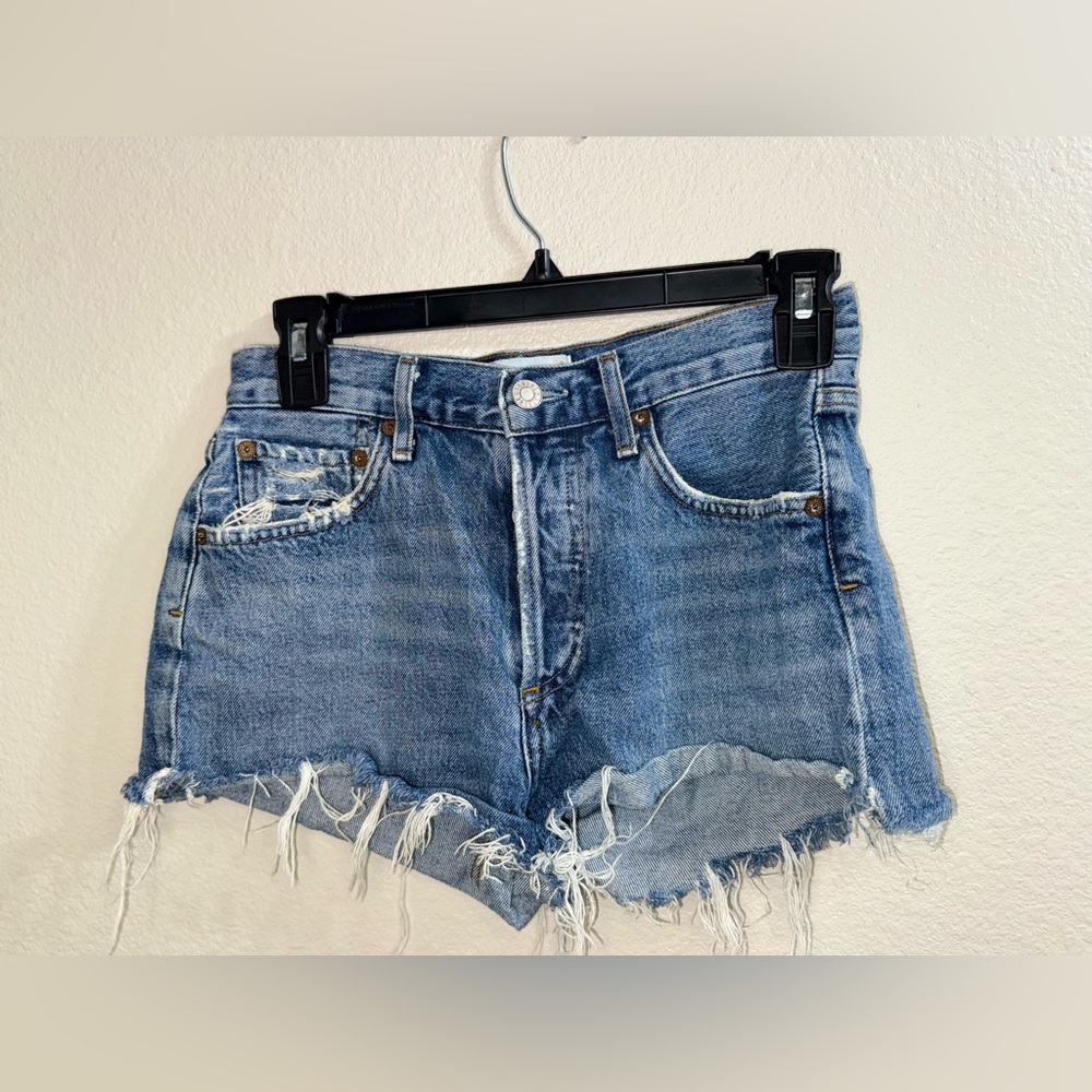 Agolde Light Blue Frayed Jean‎ Shorts-Size 24